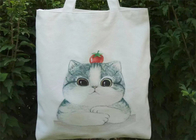 Cute Cat Printed Custom Canvas Bags , Custom Printed Canvas Bags with Zipper