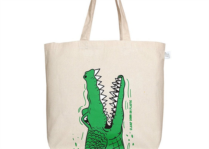Reusable Fenglin 100% Cotton Small Canvas Tote Bags with Crocodile Printed