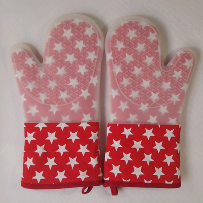 چین دستکش های سیلیکون قرمز رنگی چاپ شده دستکشهای آشپزخانه اشپزخانه مقاوم 7.25 x 13.25 اینچ کارخانه