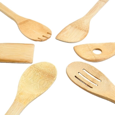6 تکه از بامبو ابزار آشپزخانه مجموعه چوب اسپاتولا قاشق برای پخت و پز
