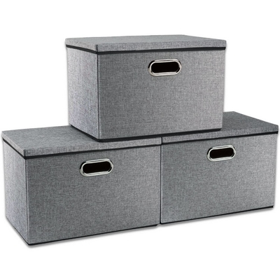 جعبه های ذخیره سازی درب دار سطل های پارچه ای سازمان دهنده ظروف با درب برای خانه