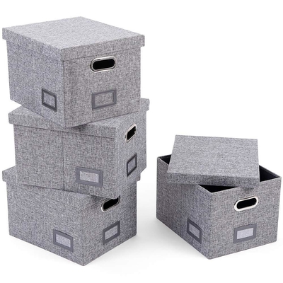فایل تاشو 210D Oxford Fabric 100% لینن Storage Boxes Grey OEM