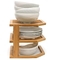 3 سطح تخلیه خشک کردن ظروف چوبی برای بشقاب بشقاب بامبو آشپزخانه گوشه تنظیم کننده قفسه