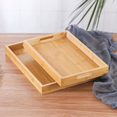 سینی بامبو مستطیل سازگار با محیط زیست با طراحی مدرن پایدار و پالت رنگ طبیعی